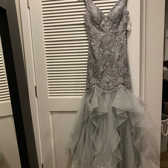 Elegant Silver Embellished Dress NWT - Picture 3 of 14